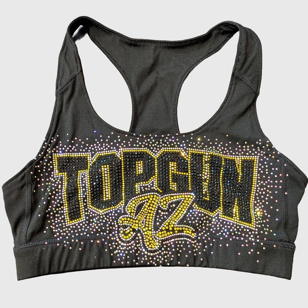 Top Gun Arizona Cheer Sports Bra Small Black Yellow TGAZ Summit
